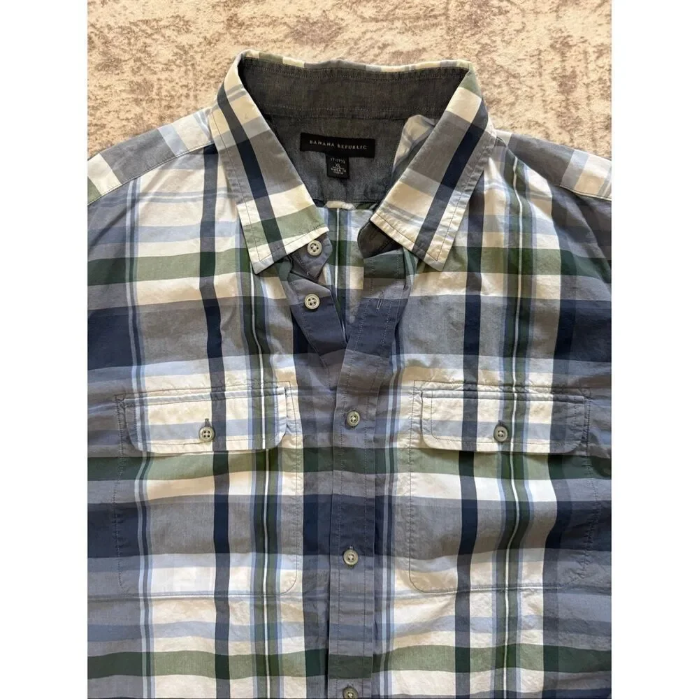 Banana Republic Men's Plaid Cotton Long Sleeve Button-up Shirt Multicolor XL